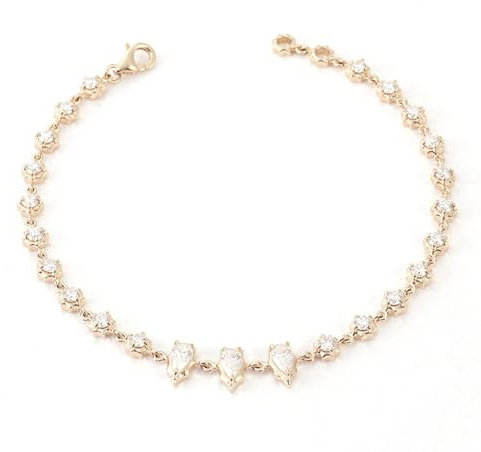 Epinki Echt Goldschmuck, Gold 750 18 Karat Armband, Elegant Klassiker Damen Armbänder mit Tropfen Moissanit, 18K Gold Bettelarmband Damen 19cm
