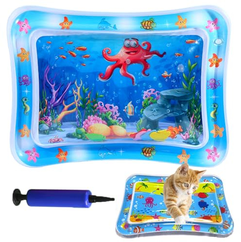 Eowduk Wassermatte Katze - Sensorische Wassermatte Katze, Interaktives Wasserspielmatte Katze, Sommer Wassermatte für Katzen, Hunde (Octopus)
