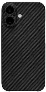 Latercase Ultradünne 0,6 mm Aramidfaser-Hülle für iPhone 16, leichte 10 g Hartschale, schlanke Schutzhülle, kabelloses Laden, matt, rutschfester Griff, Kohlefaser-Gewebe
