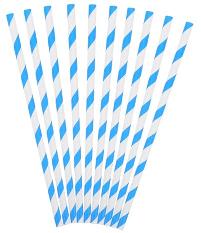 SECFOU 50pcs Blue White Striped Cotton Candy Paper Sticks 10x300mm Food-Grade Cotton Candy Accessories Holder for Commercial Automatic Machines