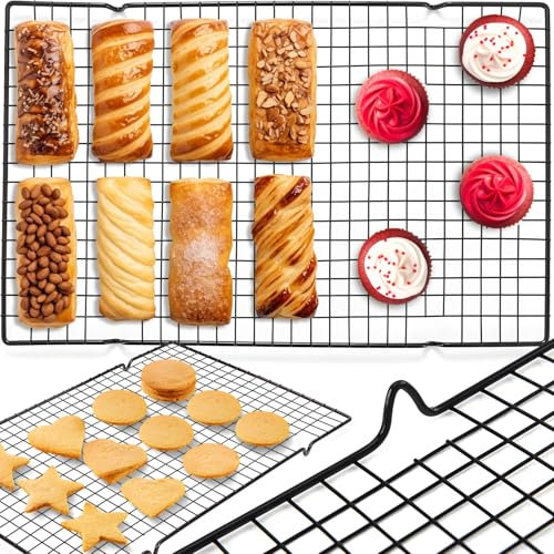 Retoo Grille de refroidissement anti-adhésive pour gâteaux, grillades, gâteaux, grille de refroidissement, biscuits, accessoires de cuisson, 40 x 25 cm, argent