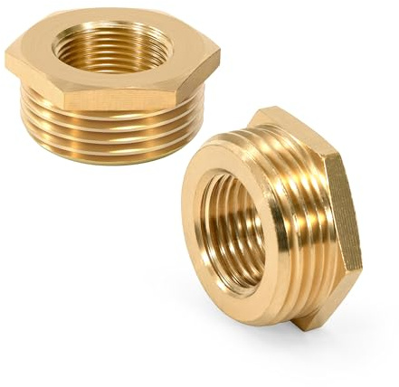 1 Macho a 1/2 Hembra Latón Roscado Accesorios de Tubería, Hexagonal Hexagonal Conector Reductor de Tubería Roscada para Plomería de Agua, Aire, Jardín (2 Piezas)