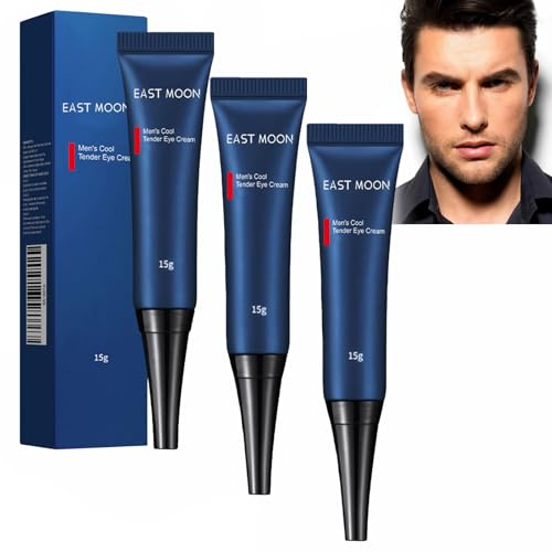 East Moon Men's Awaken peptidlyft ögongel, kylande och delikat anti-aging-kräm, minskar påsar, rynkor och svullnad, behandling av mörka cirklar, reparerar känslig hud (3 st)