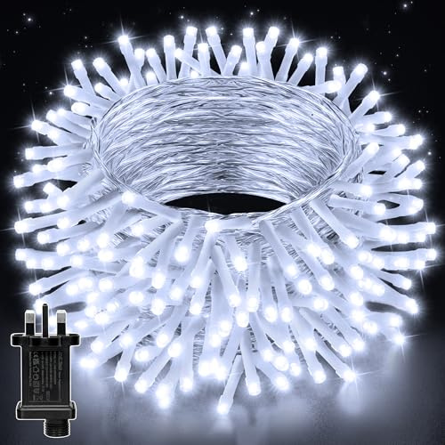 Hopexy Fairy Lights, 10m 100LEDs Fairy Lights Mains Powered, Outdoor Waterproof Fairy String Light with Plug, Bright Cool White Lighting Outside Indoor for Patio Garden Wedding Party Tree Decorations