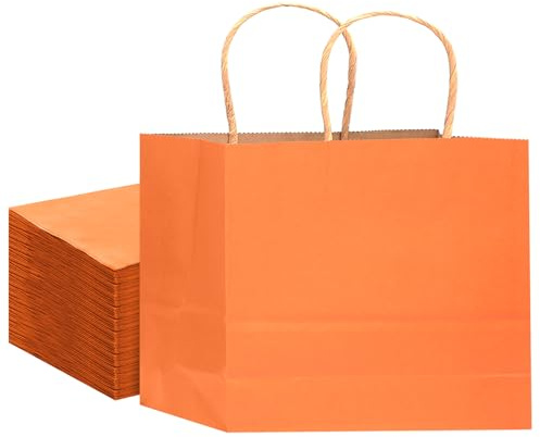 Gcardist 16 st papperspresentpåsar med handtag bulk 32 x 25 x 11 cm orange väskor flera användningsområden (33 x 4,5 cm x 10 tum), bred stor)