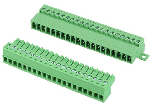sourcing map Connettore per morsettiera a vite a 20 pin, passo 3,5 mm, maschio e femmina, terminale a vite per montaggio su PCB 300 V 8 A, connettore verde per progetti elettronici domestici