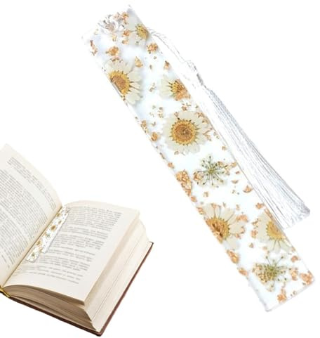 Harz-Lesezeiche - Lesezeichen Für, Transparente Trockenblumen-Gänseblümchen-Epoxidharz-Lesezeichen Mit Quaste, Kreatives Lesezeichen Für Kinder, Frauen, Lehrer Und Schüler, Schreibwaren Für Die Schule