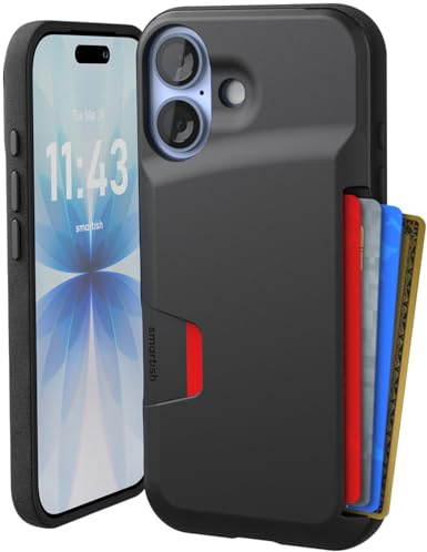 Smartish® iPhone 17 Wallet Case - Wallet Slayer Vol. 1 [Slim + Protective] Credit Card Holder - Drop Tested Hidden Credit Card Slot Cover for Apple iPhone 17 - Black Tie Affair