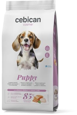 CEBICAN Puppy 3 kg – Pienso para Perros Cachorros y Hembras Gestantes o Lactantes con Salmón y Pollo – con Prebióticos y Glucosamina para Desarrollo Saludable y Digestión Suave – 85% Proteína Animal