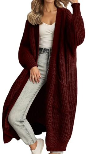Suéter cárdigan largo extragrande para mujer, tejido de punto, abrigo abierto, informal, holgado, para otoño e invierno, ropa de estar por casa, cómodo, de Abrigos Mujer Invierno Lana