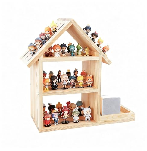 Étagère To-nie pour chambre d'enfant en forme de maison pouvant accueillir jusqu'à 85 To-nie Étagères To-niebox pour figurines Étagère murale et étagères de table chambre d'enfant Support de rangement