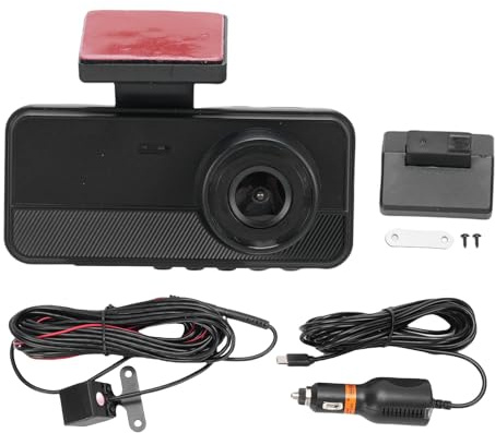 VBESTLIFE Cámara de Automóvil Triple, Cámara de Tablero de 3 Canales con Lente Gran Angular de 140 ° a 170 ° y Conectividad WiFi, Pantalla de 2 Pulgadas para la Grabación de Colisión