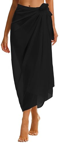 Sarong Tuch Damen Sommer Chiffon Strandtuch Strandkleid Leicht(Schwarz)