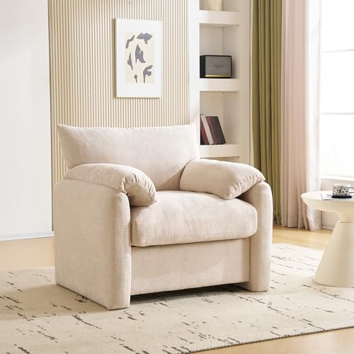 Sillón de chenilla XXL de 96 cm de ancho, tapizado, moderno, con marco de madera y metal, soporta 150 kg, suave y acogedor, para salón, dormitorio, gran tamaño