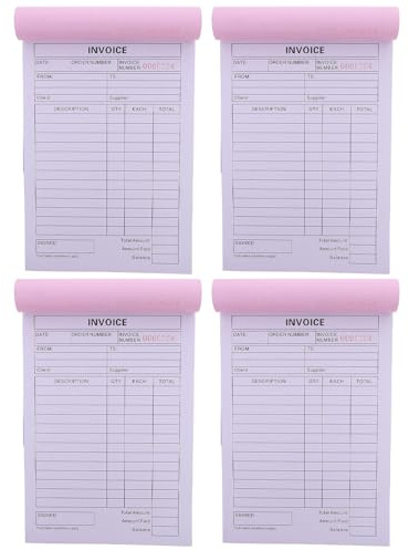 WRITWAA Talonario de Recibos para Empresas 2 Partes sin Papel Carbón 4 Unidades 30 Hojas por Copia Libro de Formularios de Pedido para Pequeñas Empresas Gestión y Control de