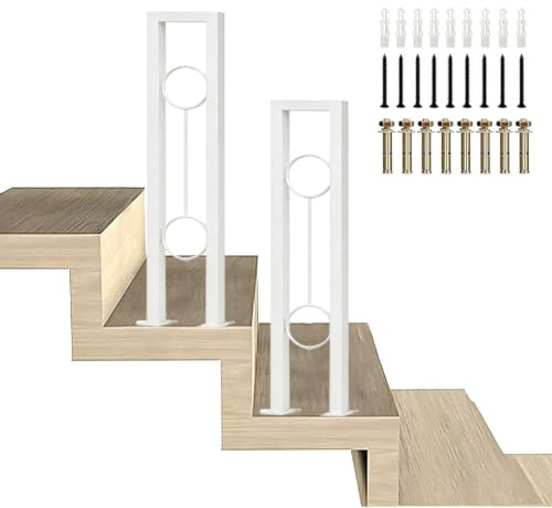 Ringhiera per scale per recinzione per portico - Colonnine industriali in ferro battuto bianco, corrimano per gradini esterni, scale interne, picchetto per corrimano, 1 gradino