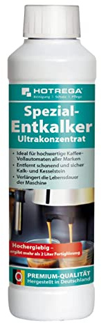 HOTREGA Spezial-Entkalker Ultrakonzentrat 250ml | Amidosulfonsäure Reiniger | Für Kaffeevollautomaten, Espressomaschinen & Wasserkocher | Schont Metall sowie Kunststoff | Ergiebig für 2,7 L Lösung
