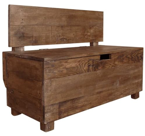 vidaXL Sitzbank mit Staufach Handgefertigt Holzbank Truhenbank Sitztruhe Bank Aufbewahrungstruhe Spielzeugkiste Massives Altholz 86x40x60cm