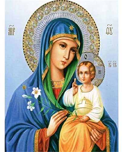 YSCOLOR Diamond Painting Diamantbroderi Ikon Diy 5D Round Full Mary And Jesus Needle Gift Rhinestone Klistrad Full Round Diamantmålning Religion 30X40cm