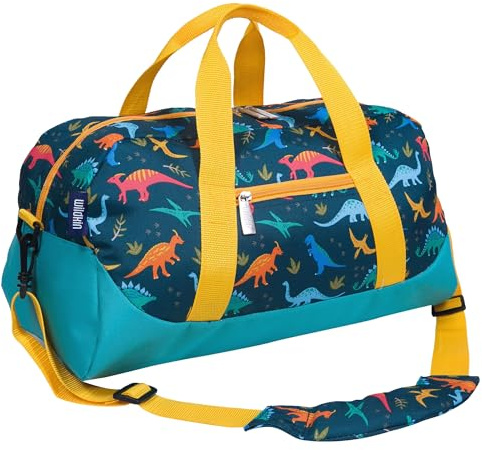 Wildkin Kids Overnighter Duffel Bag – Carry-On Size, Ideal for School & Sleepovers – Jurassic Dinosaurs