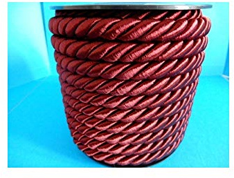 PIZZITALIANI Passamaneria decorativa - Cordone Intrecciato 10mm x 10m, ROSSO BORDEAUX – Corda Decorativa flessibile, Cordoncino per decorazioni e Artigianato, Made in Italy