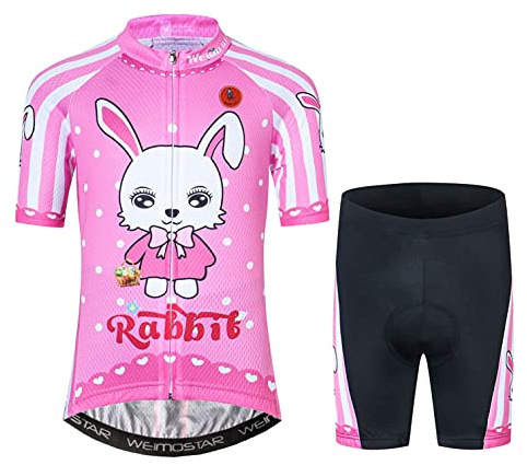 Weimostar, Set di pantaloncini in jersey da ciclismo, tuta imbottita per bicicletta da bambino, top da mountain bike, S