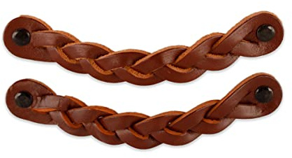 Brute Strength - Ledergriffe für Möbel - Geflochten - Cognac - 2 Stück - 16,5 x 2,5 cm - Schrankgriff, Türgriff für Küche, Bad, Schränke, Kommode, Holz