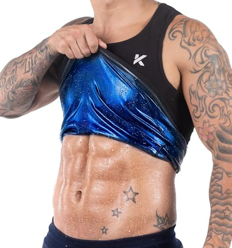 Kewlioo Men's Heat Trapping Pullover Sweat Enhancing Vest - Sauna Suit Shirt Compression Vest Shapewear Top for Gym Exercise, Black, 4XL/5XL