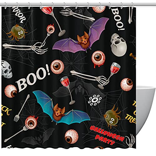 Tenda da doccia impermeabile in poliestere, con motivo a ragno e ragno, tenda da doccia in tessuto spesso, elegante decorativa per il bagno dei bambini