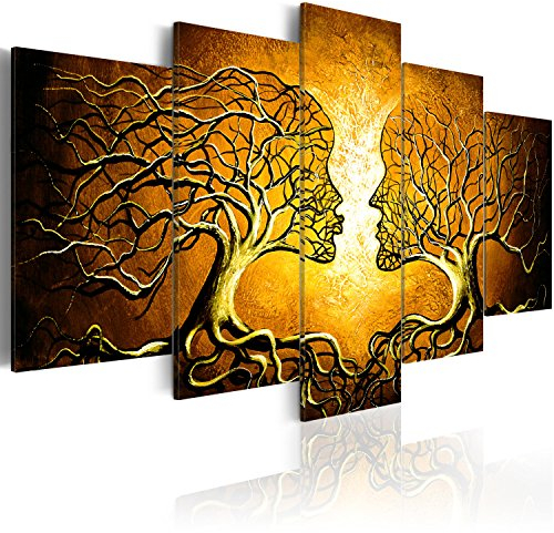 B&D XXL - Akustikbild Bäume Kuss 200x100 cm 5 tlg Bilder Akustikschaum Schallschutz Akustikpaneele Wandpaneele Schalldämmung Wandbild Schallabsorber Akustikplatten Abstrakt Liebe b-A-0341-b-m