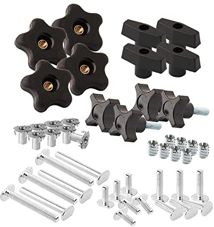 POWERTEC 71174V Kit de bouton de rail en T, boulons filetés et rondelles 5/16-18, ensemble de 46 pièces, boulons de rail en T, accessoires de rail en T pour gabarits et fixations de travail du bois