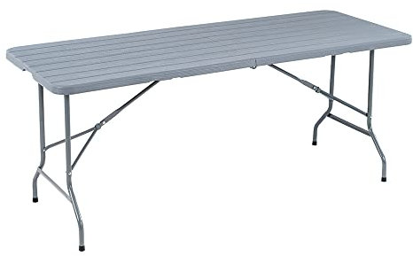 Hortan Tavolo Pieghevole Rettangolare Multifunzione Con Piano In Resina E Struttura Richiudibile Salvaspazio In Acciaio, Per Arredo Esterno, Interno, Giardino, Terrazzo, Pic Nic e Campeggio