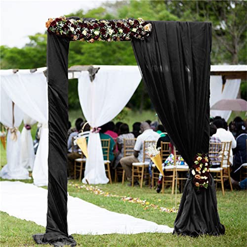 Querbehang Weiß Voile Gardinen Himmelbett Vorhänge Transparent Querbehang Gardine für Hochzeit & Wohnzimmer Torbogen Zeremonie Party Deko (Schwarz,70 * 300cm 1pcs)