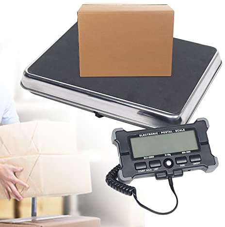 200 kg / 50 g Paketwaage/Postwaage/Tischwaage/Plattformwaage/Digitalwaage LCD-Display, 31 x 25 cm rutschfeste Edelstahlplattform, batteriebetrieben