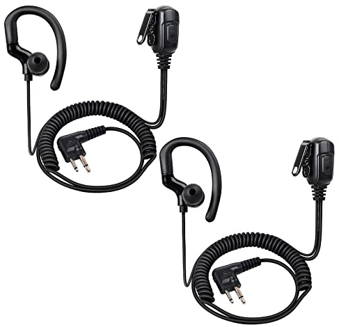 UAYESOK Sicherheits Funkgerät Ohrhörer Ohrstück 2 Pin für Motorola DP1400 CP040 GP300 XT420 XT460 HYTERA HYT PD405 PD505 Radio, G Form Walkie Talkie Headset Ohrstück mit PTT Mikrofon(2 PCS)