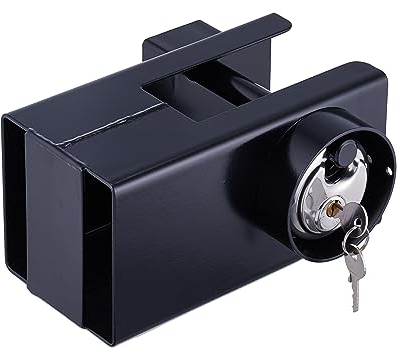 Relaxdays Anhängerschloss mit Rundschloss, Diebstahlschutz, Hängerschloss für gängige Kupplungen, Kastenschloss, schwarz