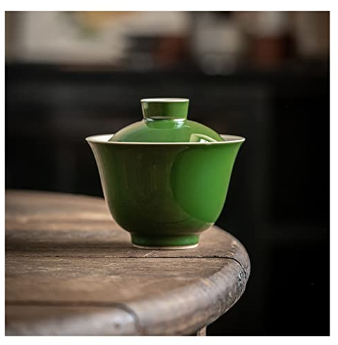 Juego de té Verde sopera Retro, tazón de infusión de té de cerámica, no es fácil de Planchar, tazón de té para el hogar (D 8,5 cm)