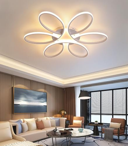 Hsyyz LED Deckenleuchte,Dimmbar Wohnzimmerlampe,mit Fernbedienung Schlafzimmerlampe Modern Design,für Schlafzimmer Büro Küche Esszimmer (Weiß, D60)