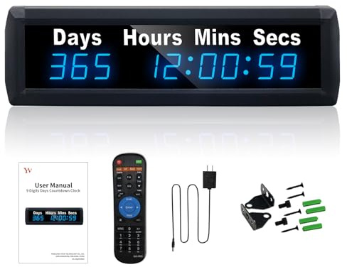 YZ LED Countdwon Timer 999 Tage,Countdown Kalender, Timer Digital | Digitaler Tageszähler, mit Fernbedienung, 12/24H Echtzeit, Countdown Rente, Countdown Uhr für Hochzeit, Urlaub, Geburtstag