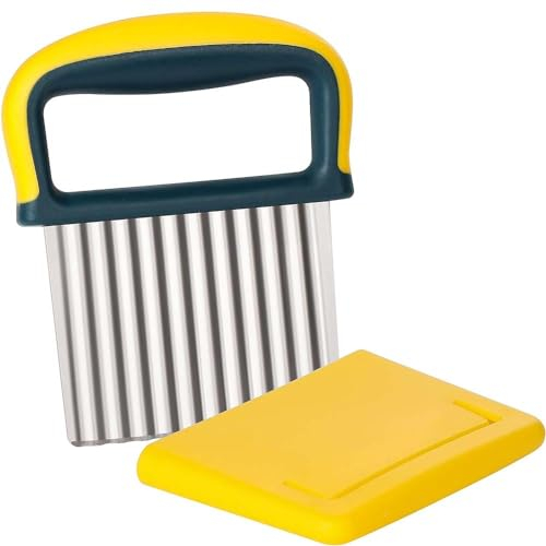 Crinkle Slicer Potato Cutter - Stainless Steel Vegetable Peeler With Wavy Blade for Kitchen - Chip Cutting Tool