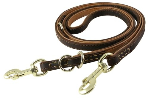 Leder Hundeleine, 1,9m Multifunktionale Hunde Leine, Breite 1,5cm, Verstellbar/Freihändig/Doppelte Hundeleine zum Umhängen für große, mittelgroße und kleine Hunde
