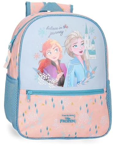 Disney Joumma Bags, La Reine des Neiges Believe in the journey, sac à dos pour enfant, sac à dos d'école, fabriqué en polyester, bretelles larges et réglables, plusieurs poches et compartiments., bleu