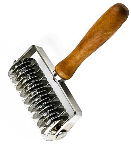 Tagliapasta a Rullo Pasta, Risparmiare Tempo Domestico, Strumento per Cottura a Rullo per Pasta Sfoglia in Acciaio Inossidabile con Manico Legno, per Biscotti/Pane/Crosta Pasta/Torta/Pizza/Biscotti