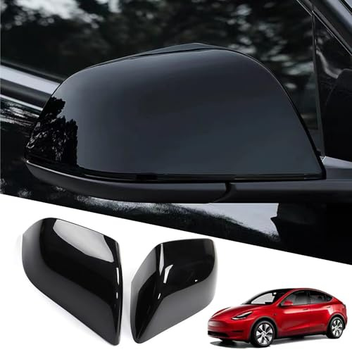 YHCDSEA Rearview Mirror Guard Cover for Tesla Model Y, Side Mirror Cover Exterior Accessories fit for Tesla Model Y 2024 2023 2022 2021 (Glossy Black, Model Y) | Side Mirror Cover Exterior Accessories fit for Model Y 2024 2023 2022 2021