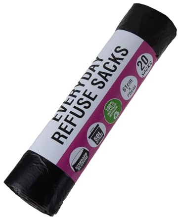 VFM Müllbeutel, 50 l, Müllbeutel, Müllbeutel, Müllbeutel, perfekt für den täglichen Gebrauch, Haushalt, Büro, Küche und Caterer, 50 l, mehrfarbig, 20 Stück