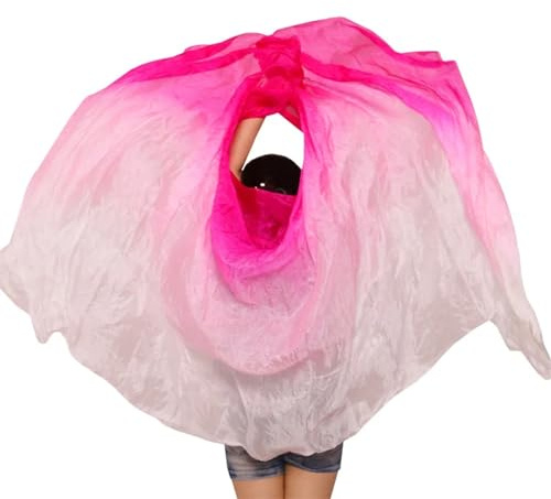 Bauchtanz Seidentuch Bauchtanzschleier aus echter Seide, Tanzschleier, Schleier, Rot-Gelb-Mischfarbe Bauchtanz Tuch (Color : As picture-08, Size : 400x114cm)