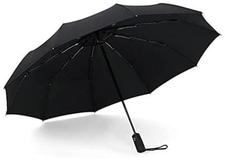 ATMRC Taschenschirme 10K Doppelschichtiger, winddichter, vollautomatischer Regenschirm, dreifach faltbarer kommerzieller großer, langlebiger Rahmen (Farbe: Schwarz) Regenschirme