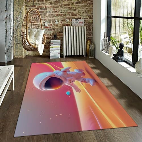 UERWOWELL Cartoon Jungen Teppiche Niedliche Astronautenmuster Teppich Kreatives Thema Kinderteppiche Spaßmatten und Teppiche Waschbare Teppiche für Kinderzimmer 180x270cm