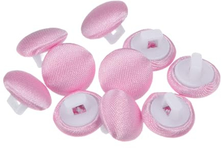 QUARKZMAN 10 Stück Knöpfe 10mm Stoffbezogene Knöpfe Rosa Nähknöpfe mit Stoff bezogen Runder Kunststoffschaft Ösen Vintage für Anzüge Kleider Blusen Mantel Jacke Blazer Basteln