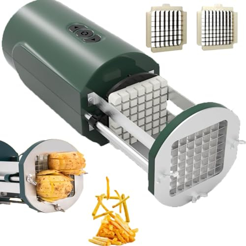 SONLED Stainless Steel French Fry Cutter, Electric French Fry Cutter for Home/Commercial Use, 304 Stainless Steel Vegetable Cutter with 1/2 & 3/8 Inch Blade, for Household Kitchen Restaurant